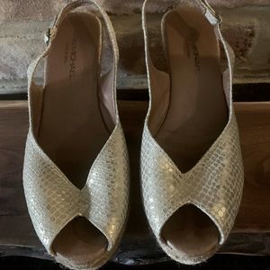 Eric Michael Gold Wedge Sandals